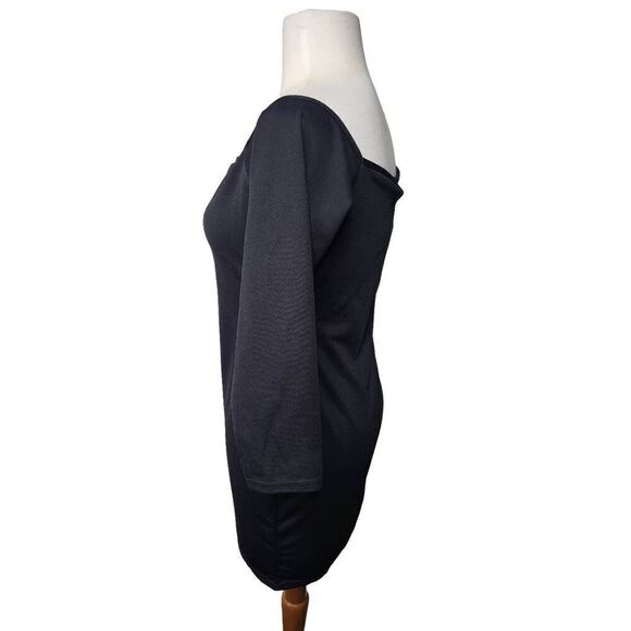 PRETTYLITTLETHING Black Bardot Bodycon Dress Womens Size 8 NWT - Picture 3 of 11